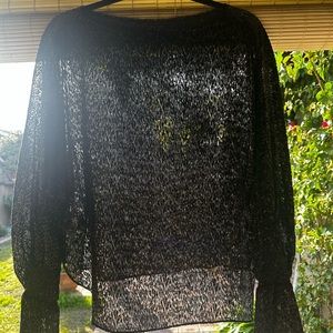 Black Mesh  long sleeve with Gold Lining